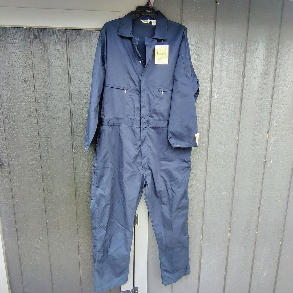 KEY Industries Men's 52R Navy Blue Work Coveralls Mechanic Utility Jumpsuit